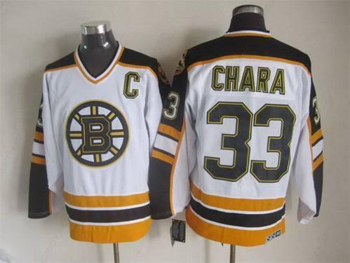 Men’s Boston Bruins #33 Zdeno Chara 1996-97 White CCM Vintage Throwback Jersey