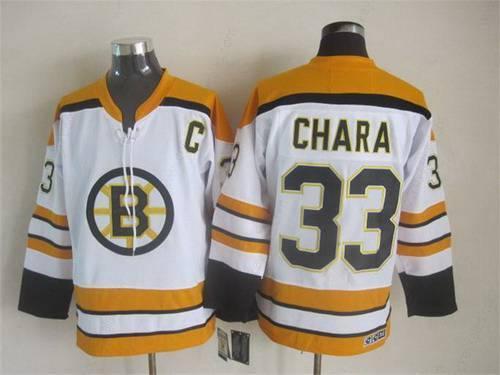 Men’s Boston Bruins #33 Zdeno Chara 2007-08 White CCM Vintage Throwback Jersey