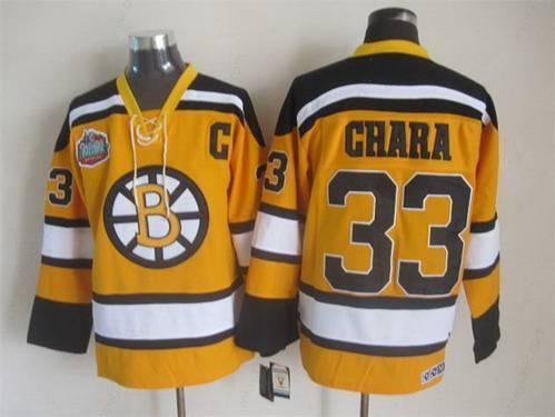 Men’s Boston Bruins #33 Zdeno Chara 2009-10 Yellow CCM Vintage Throwback Jersey