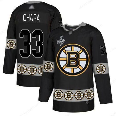 Men’s Boston Bruins #33 Zdeno Chara Black Authentic Team Logo Fashion 2019 Stanley Cup Final Bound Stitched Hockey Jersey