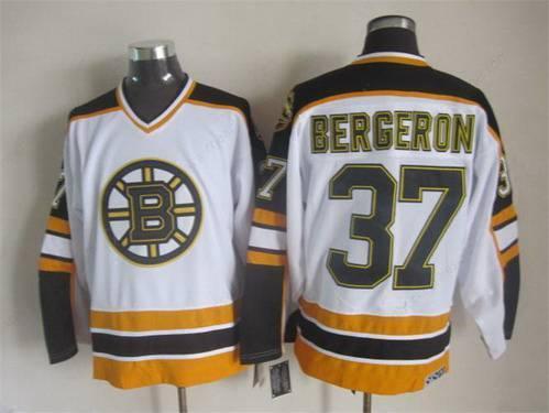 Men’s Boston Bruins #37 Patrice Bergeron 1996-97 White CCM Vintage Throwback Jersey