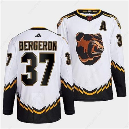 Men’s Boston Bruins #37 Patrice Bergeron 2022 White Reverse Retro Stitched Jersey