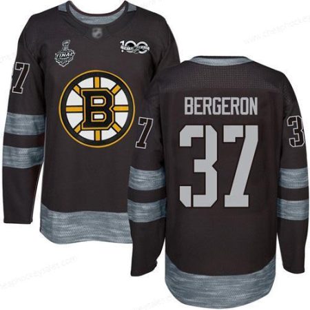 Men’s Boston Bruins #37 Patrice Bergeron Black 1917-2017 100Th Anniversary 2019 Stanley Cup Final Bound Stitched Hockey Jersey