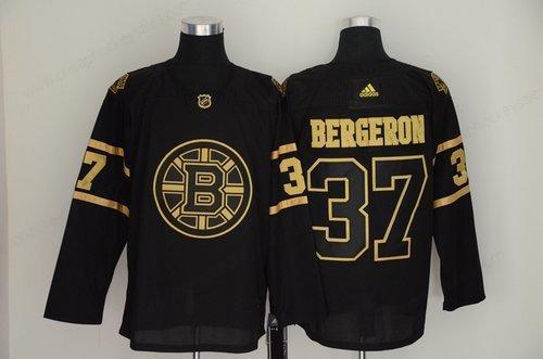 Men’s Boston Bruins 37 Patrice Bergeron Black Gold Adidas Jersey