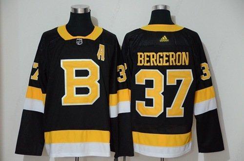 Men’s Boston Bruins #37 Patrice Bergeron Black Throwback Authentic Stitched Hockey Jersey