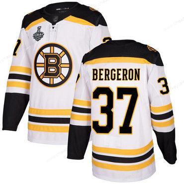 Men’s Boston Bruins #37 Patrice Bergeron White Road Authentic 2019 Stanley Cup Final Bound Stitched Hockey Jersey