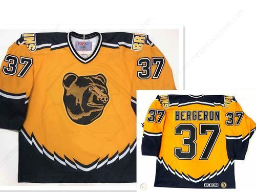 Men’s Boston Bruins #37 Patrice Bergeron Yellow 2019 CCM NHL Jerseys