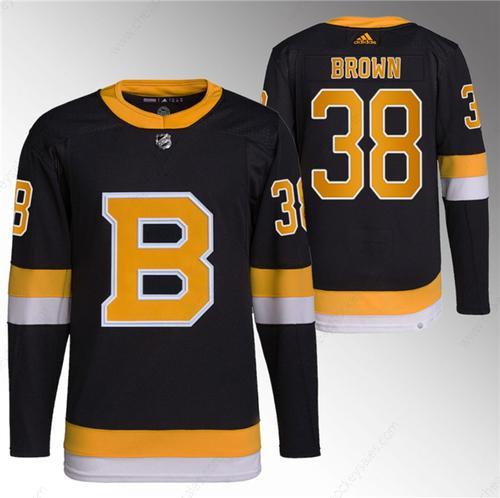 Men’s Boston Bruins #38 Patrick Brown Black Home Breakaway Stitched Jersey