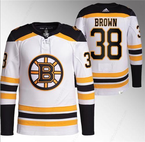 Men’s Boston Bruins #38 Patrick Brown White Stitched Jersey