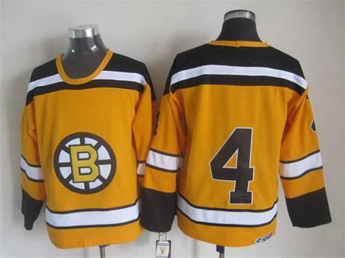 Men’s Boston Bruins #4 Bobby Orr 1959-60 Yellow CCM Vintage Throwback Jersey