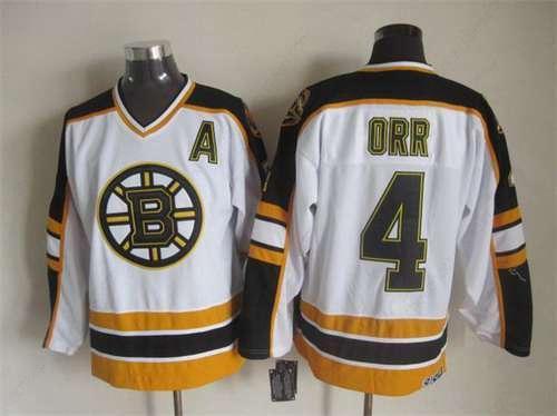 Men’s Boston Bruins #4 Bobby Orr 1996-97 White CCM Vintage Throwback Jersey