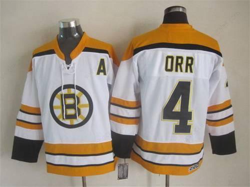 Men’s Boston Bruins #4 Bobby Orr 2007-08 White CCM Vintage Throwback Jersey