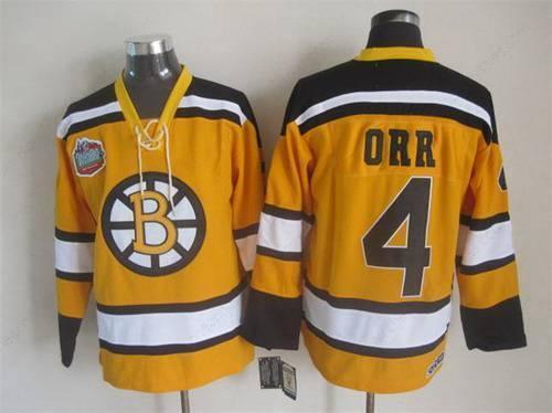 Men’s Boston Bruins #4 Bobby Orr 2009-10 Yellow CCM Vintage Throwback Jersey