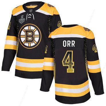 Men’s Boston Bruins #4 Bobby Orr Black Home Authentic Drift Fashion 2019 Stanley Cup Final Bound Stitched Hockey Jersey