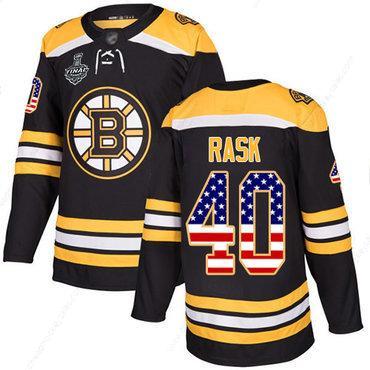 Men’s Boston Bruins #40 Tuukka Rask Black Home Authentic Usa Flag 2019 Stanley Cup Final Bound Stitched Hockey Jersey