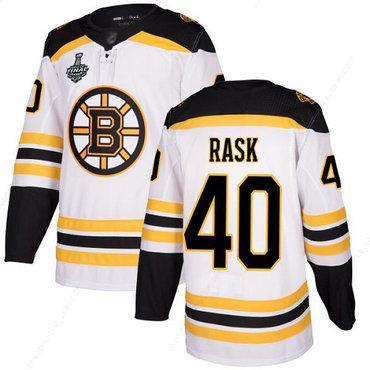 Men’s Boston Bruins #40 Tuukka Rask White Road Authentic 2019 Stanley Cup Final Bound Stitched Hockey Jersey