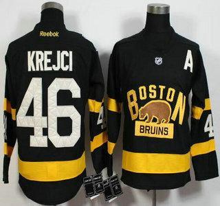 Men’s Boston Bruins #46 David Krejci Reebok Black 2016 Winter Classic Premier Jersey