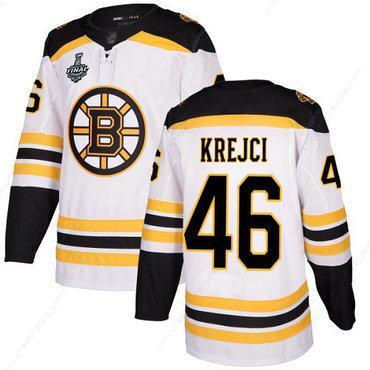 Men’s Boston Bruins #46 David Krejci White Road Authentic 2019 Stanley Cup Final Bound Stitched Hockey Jersey