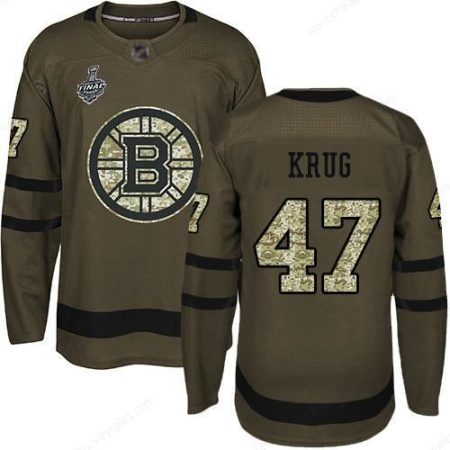 Men’s Boston Bruins #47 Torey Krug Green Salute To Service 2019 Stanley Cup Final Bound Stitched Hockey Jersey