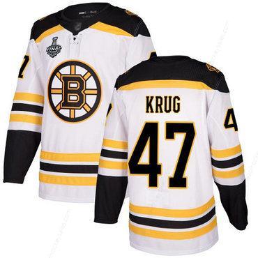 Men’s Boston Bruins #47 Torey Krug White Road Authentic 2019 Stanley Cup Final Bound Stitched Hockey Jersey