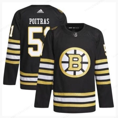 Men’s Boston Bruins #51 Matthew Poitras Black 100Th Anniversary Stitched Jersey