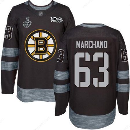 Men’s Boston Bruins #63 Brad Marchand Black 1917-2017 100Th Anniversary 2019 Stanley Cup Final Bound Stitched Hockey Jersey