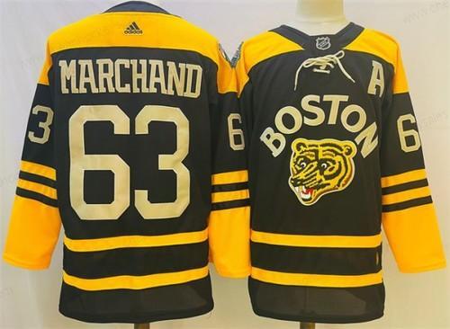 Men’s Boston Bruins #63 Brad Marchand Black Classic Primegreen Stitched Jersey