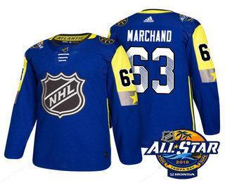 Men’s Boston Bruins #63 Brad Marchand Blue 2018 NHL All-Star Stitched Ice Hockey Jersey