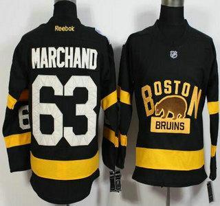 Men’s Boston Bruins #63 Brad Marchand Reebok Black 2016 Winter Classic Premier Jersey