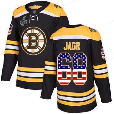 Men’s Boston Bruins #68 Jaromir Jagr Black Home Authentic Usa Flag 2019 Stanley Cup Final Bound Stitched Hockey Jersey