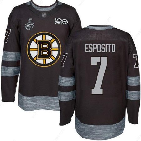 Men’s Boston Bruins #7 Phil Esposito Black 1917-2017 100Th Anniversary 2019 Stanley Cup Final Bound Stitched Hockey Jersey