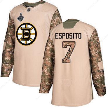 Men’s Boston Bruins #7 Phil Esposito Camo Authentic 2017 Veterans Day 2019 Stanley Cup Final Bound Stitched Hockey Jersey