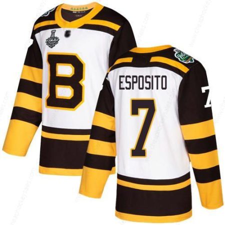 Men’s Boston Bruins #7 Phil Esposito White Authentic 2019 Winter Classic 2019 Stanley Cup Final Bound Stitched Hockey Jersey