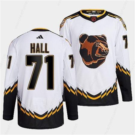 Men’s Boston Bruins #71 Taylor Hall 2022 White Reverse Retro Stitched Jersey