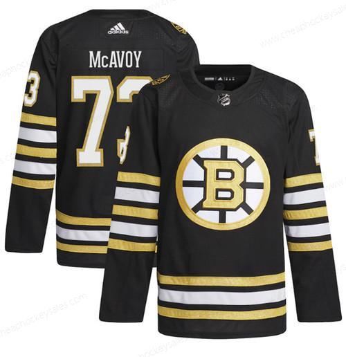 Men’s Boston Bruins #73 Charlie Mcavoy Black 100Th Anniversary Stitched Jersey