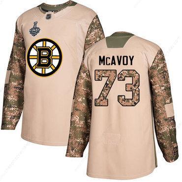 Men’s Boston Bruins #73 Charlie Mcavoy Camo Authentic 2017 Veterans Day 2019 Stanley Cup Final Bound Stitched Hockey Jersey