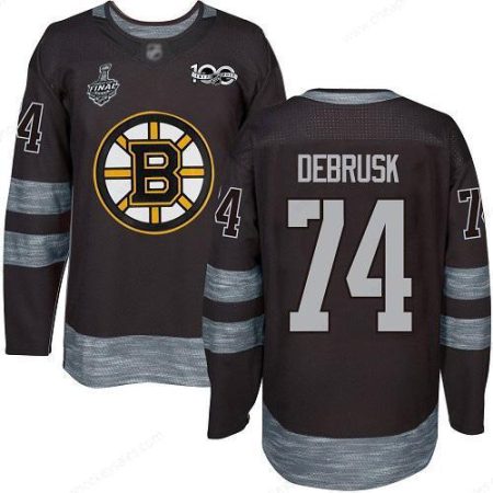 Men’s Boston Bruins #74 Jake Debrusk Black 1917-2017 100Th Anniversary 2019 Stanley Cup Final Bound Stitched Hockey Jersey