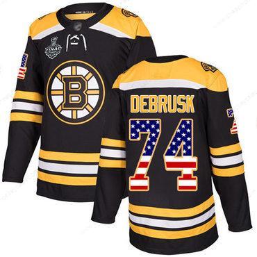 Men’s Boston Bruins #74 Jake Debrusk Black Home Authentic Usa Flag 2019 Stanley Cup Final Bound Stitched Hockey Jersey