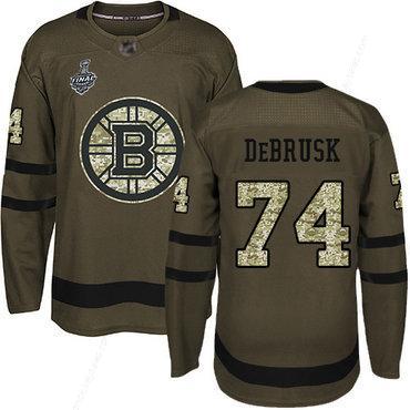 Men’s Boston Bruins #74 Jake Debrusk Green Salute To Service 2019 Stanley Cup Final Bound Stitched Hockey Jersey