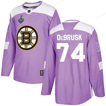 Men’s Boston Bruins #74 Jake Debrusk Purple Authentic Fights Cancer 2019 Stanley Cup Final Bound Stitched Hockey Jersey