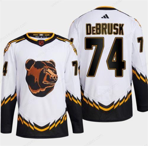 Men’s Boston Bruins #74 Jake Debrusk White 2022-23 Reverse Retro Stitched Jersey