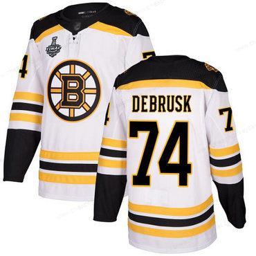 Men’s Boston Bruins #74 Jake Debrusk White Road Authentic 2019 Stanley Cup Final Bound Stitched Hockey Jersey