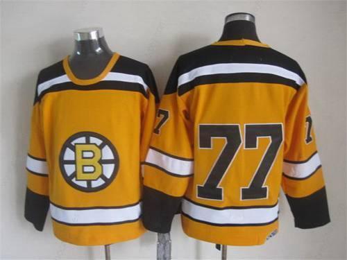 Men’s Boston Bruins #77 Ray Bourque 1959-60 Yellow CCM Vintage Throwback Jersey