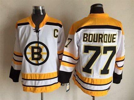 Men’s Boston Bruins #77 Ray Bourque 1968-69 White CCM Vintage Throwback Jersey