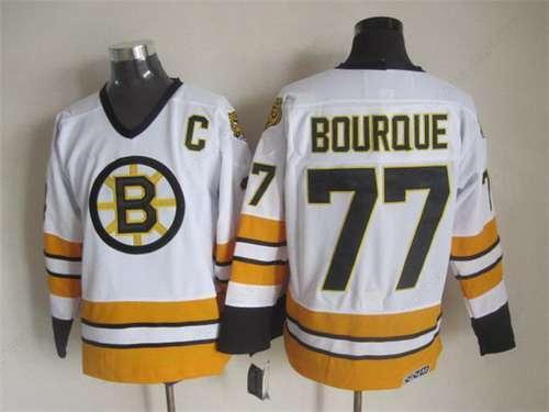 Men’s Boston Bruins #77 Ray Bourque 1981-82 White CCM Vintage Throwback Jersey