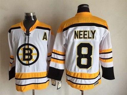 Men’s Boston Bruins #8 Cam Neely 1968-69 White CCM Vintage Throwback Jersey