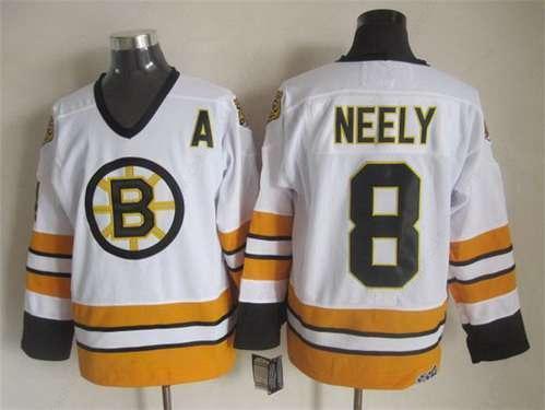 Men’s Boston Bruins #8 Cam Neely 1981-82 White CCM Vintage Throwback Jersey