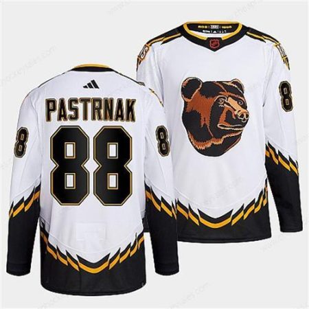 Men’s Boston Bruins #88 David Pastrnak 2022 White Reverse Retro Stitched Jersey