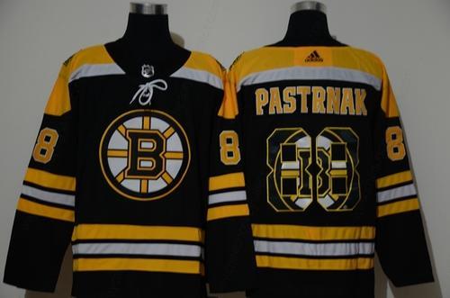 Men’s Boston Bruins #88 David Pastrnak Black With Team Logo Adidas Stitched NHL Jersey