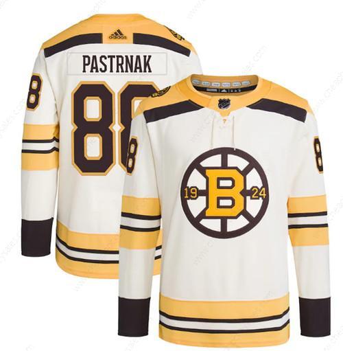 Men’s Boston Bruins #88 David Pastrnak Cream 100Th Anniversary Stitched Jersey